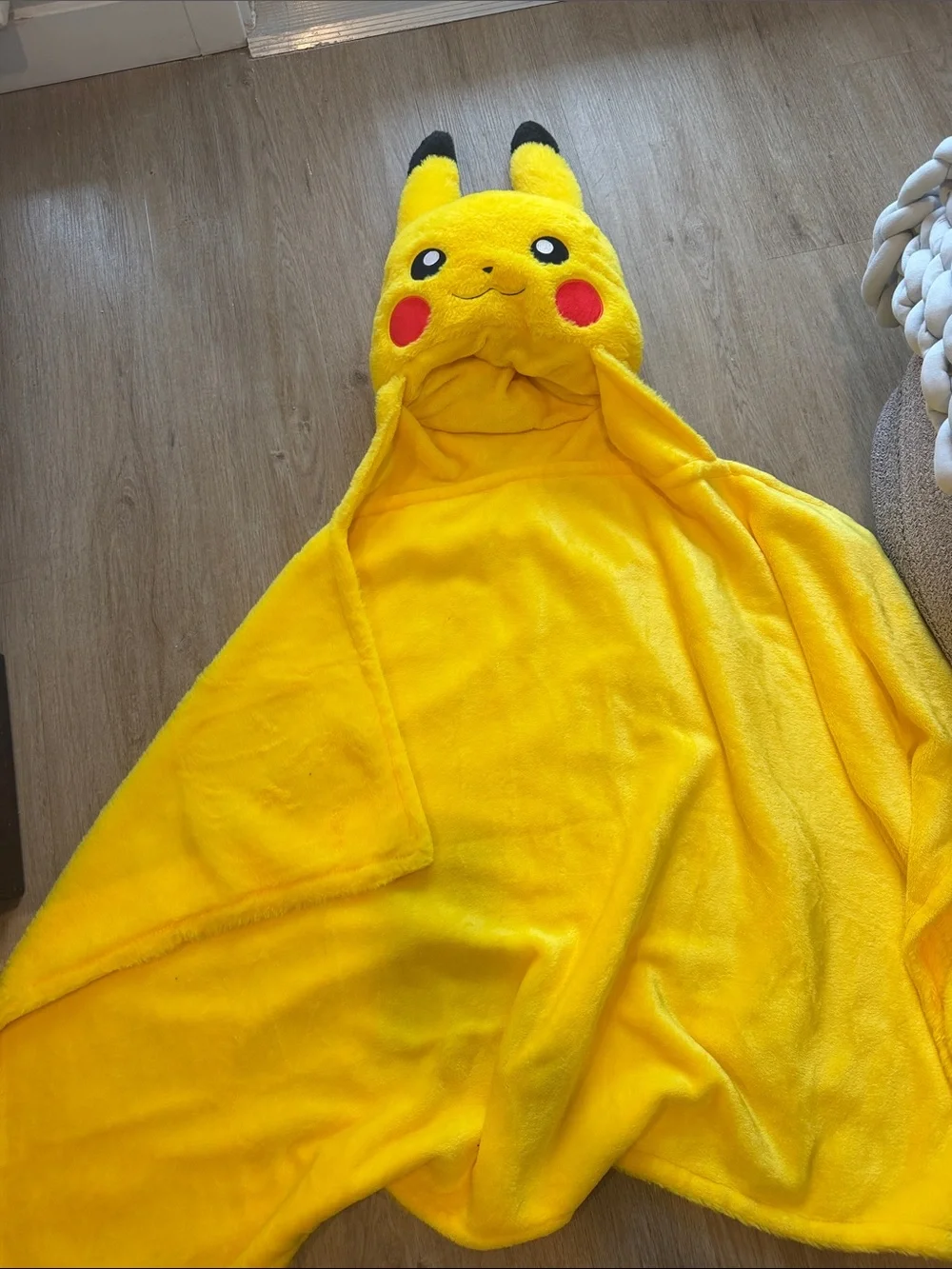 Pokemon Pikachu Yellow Hooded Kids Fleece Pajama Poncho
